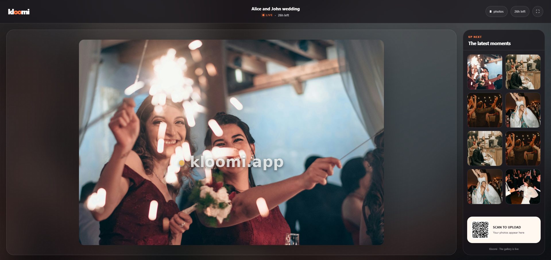 Galería en vivo con código QR para invitados